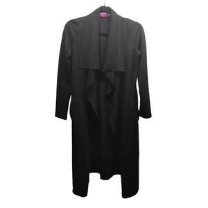 Y2K Longline Waterfall Cardigan Say What? Size Medium Black Textured Sweater